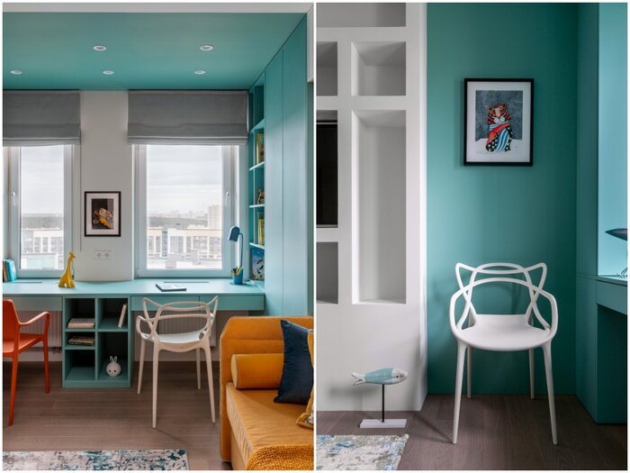 Сочетание графики и сочных цветов. Посмотрите, какой яркий интерьер дизайнер создала в квартире в Новой Бороовой